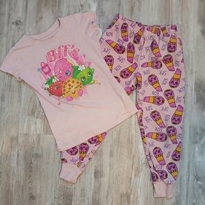 Shopkins Lippy Lips Fleece PJ Pants & BFFs Graphic Tee Set Girls 6-8